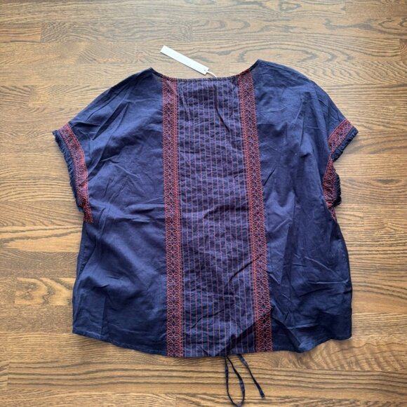 NWT CASLON Nordstrom embroidered drawstring tie top shirt blouse size Large - Picture 5 of 5